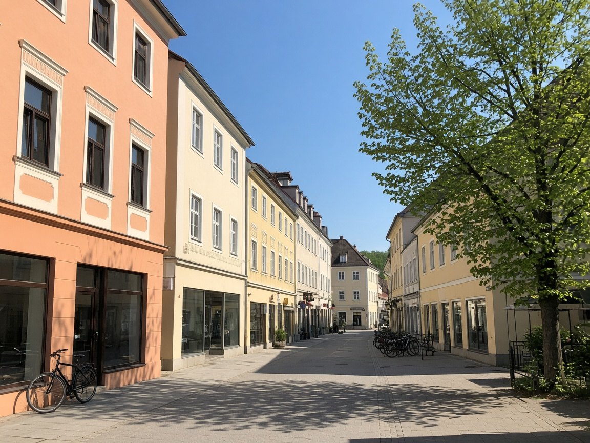Geschäftszeile in einer Fußgängerzone