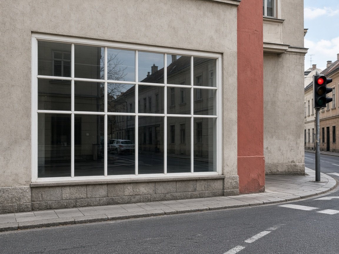 Große Schaufensterfront an einer Straßenecke